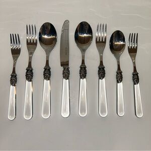 Italian Flatware EME Napoleon 18/10 Stainless Silver Acrylic CLEAR Lucite Italy